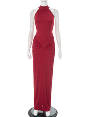 Women's Clothing Sleeveless Halter Skinny Sheath Long Dress