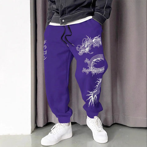 Dark Printed Loose Men's And Women's Lace-up Sweatpants